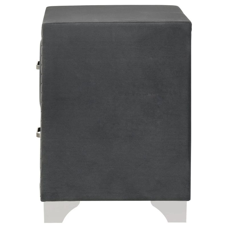 Melody Upholstered 2-drawer Nightstand Grey by Unique Piece Furniture