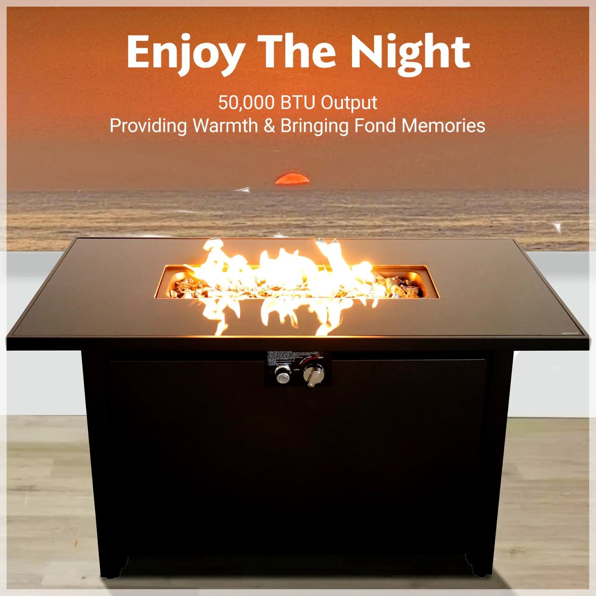Outdoor Fire Pit Table With Lid High-Quality Materials - Black by HouseOfZazla