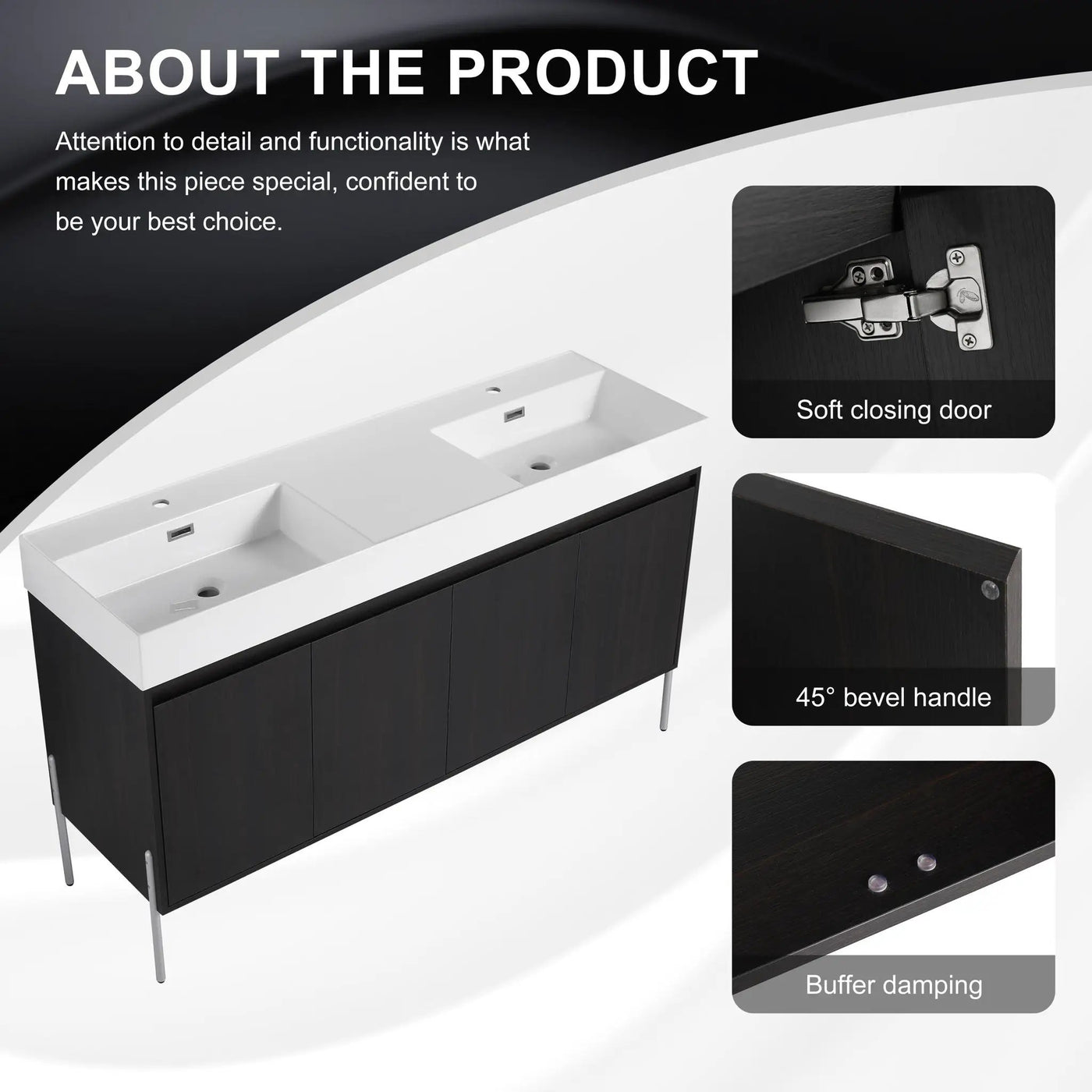 Freestanding Bathroom Vanity With Resin Sink And Storage Cabinet by HouseOfZazla