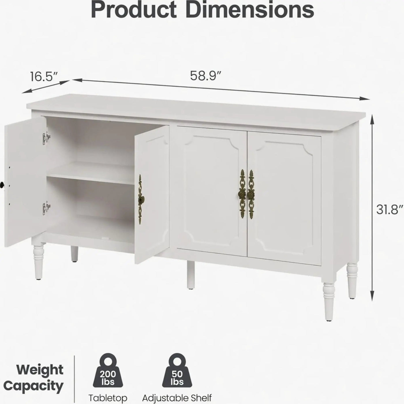 Vintage Buffet Cabinet With Adjustable Shelves by HouseOfZazla