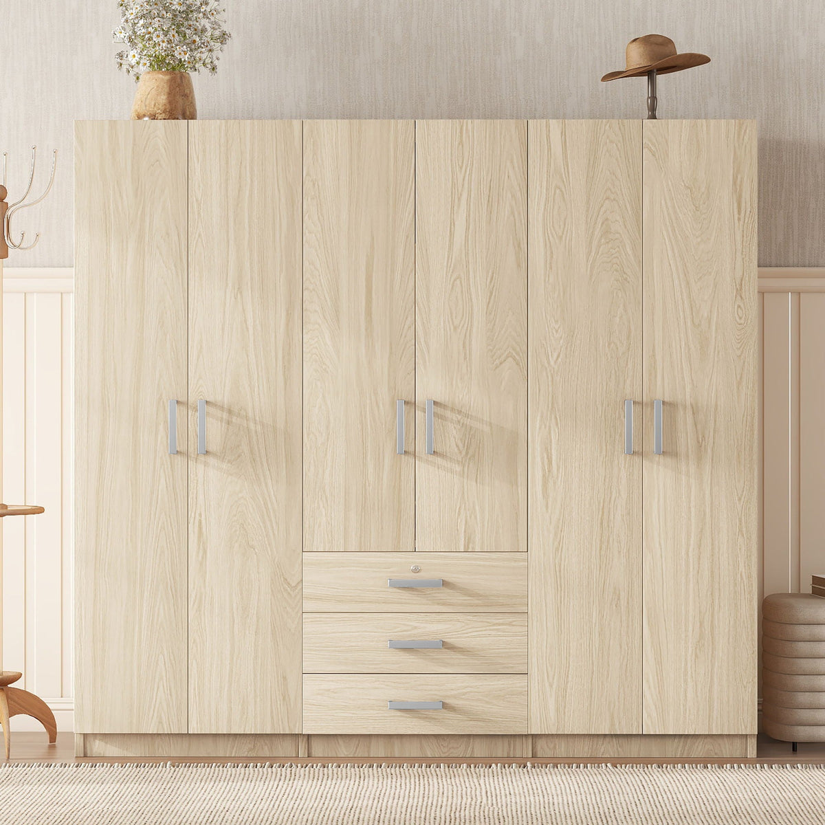 6 Doors Wardrobe Storage For Bedroom, With Big Drawers, photo 7 of 21