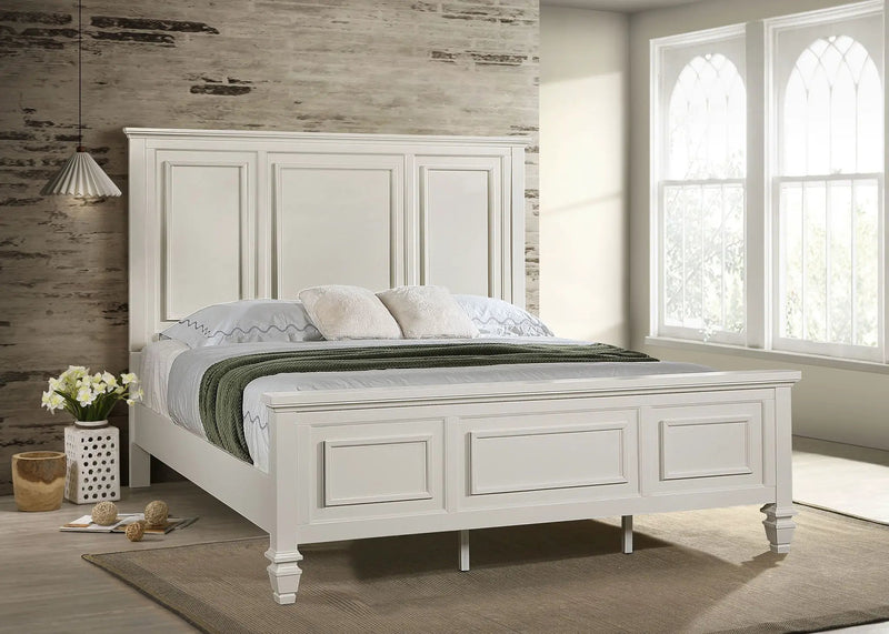 Sandy Beach 63-inch Eastern King Wood Panel Bed Cream White by Unique Piece Furniture