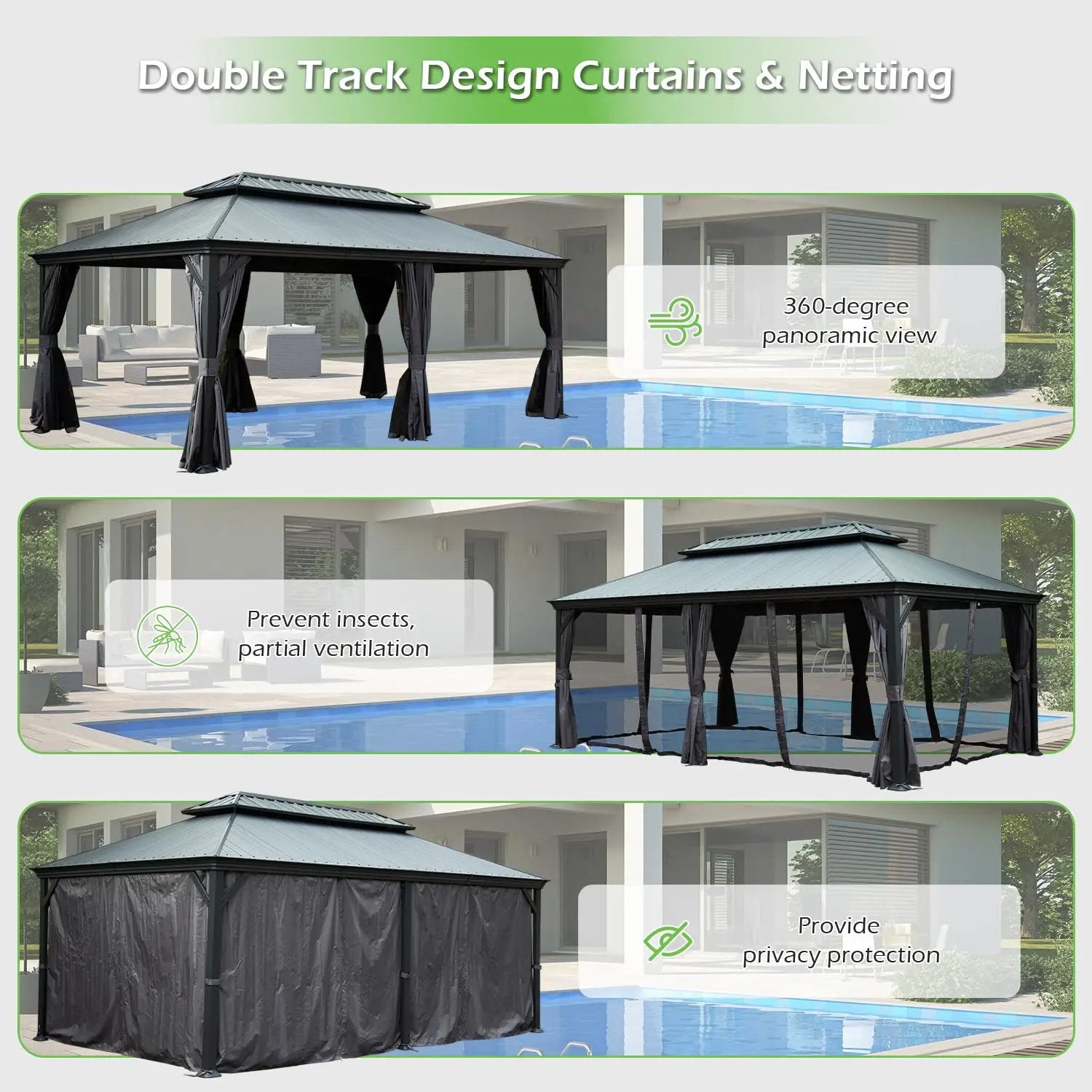 14'x24' Hardtop Gazebo with Resin Roof and Metal Frame by HouseOfZazla