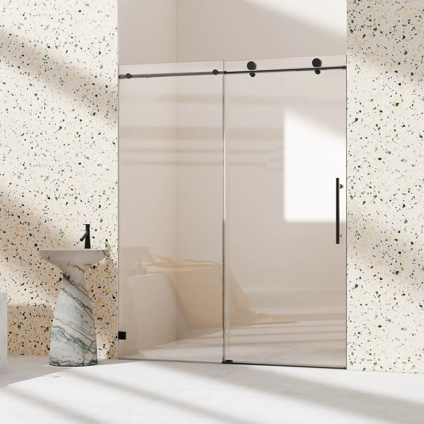 Frameless, Single Sliding Soft Close Shower Doors, 5/16" Sgcc Tempered Glass by HouseOfZazla