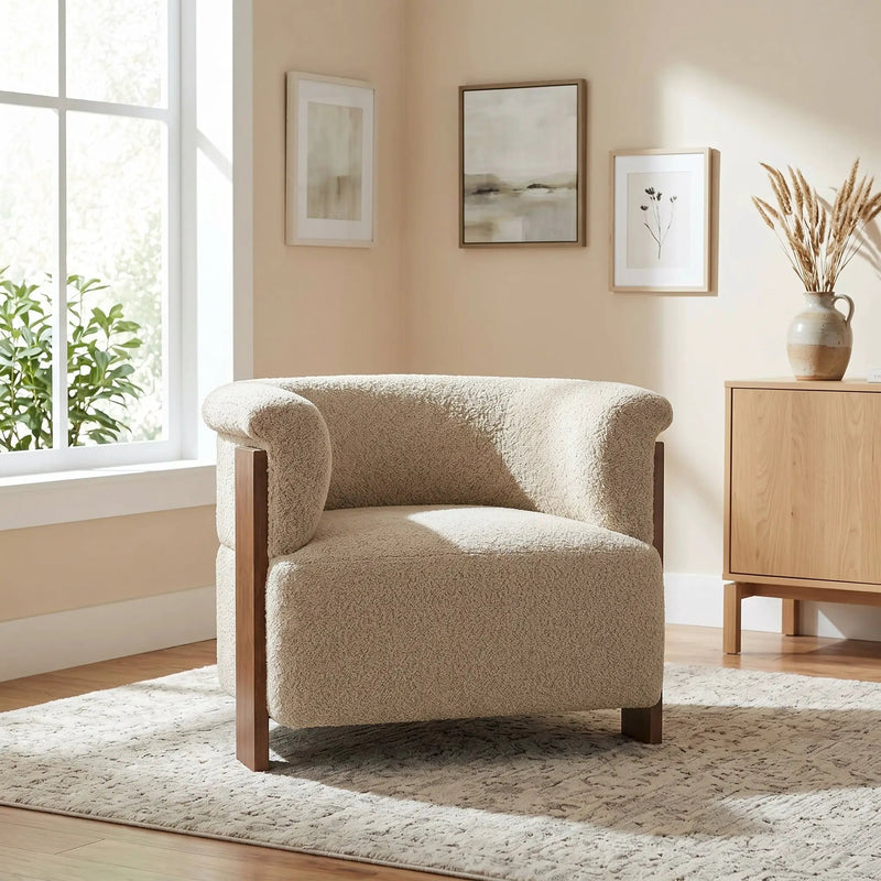 31.7" Mid-Century Curved Barrel Accent Chair by HouseOfZazla