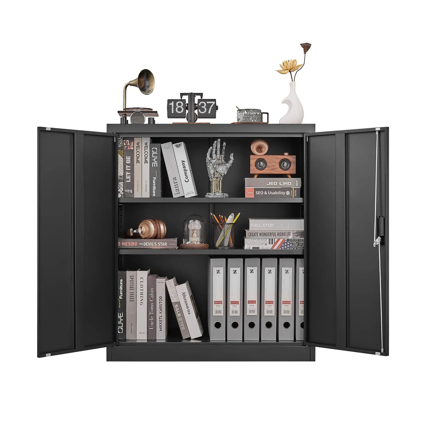 Metal Storage Cabinet With Locking Doors And Adjustable Shelf, Folding Filing Storage Cabinet, Folding Storage Locker Cabinet For Home Office, School, Garage by HouseOfZazla
