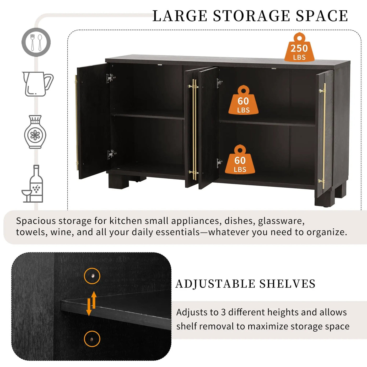 Sideboard With Adjustable Shelves by HouseOfZazla