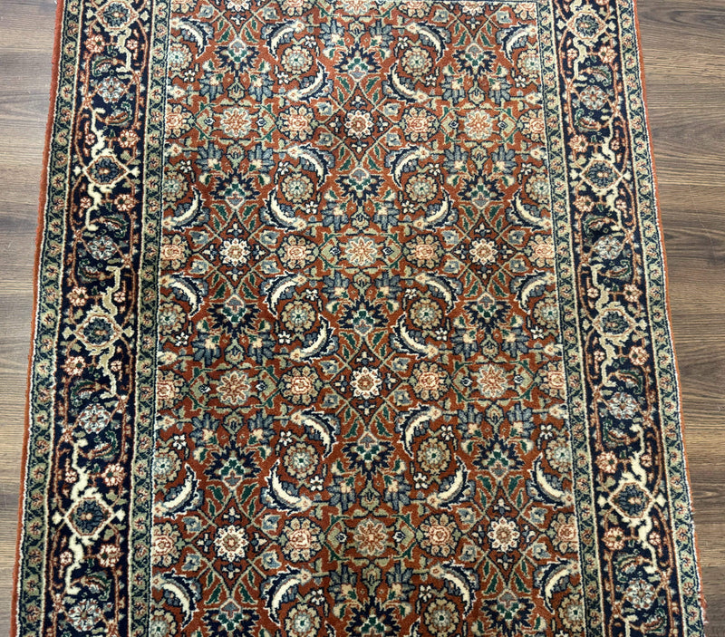 Indo Persian Bijar Rug 3x5, Red and Navy Blue, Allover Pattern, Fine Hand Knotted Wool Carpet by Jewel Rugs