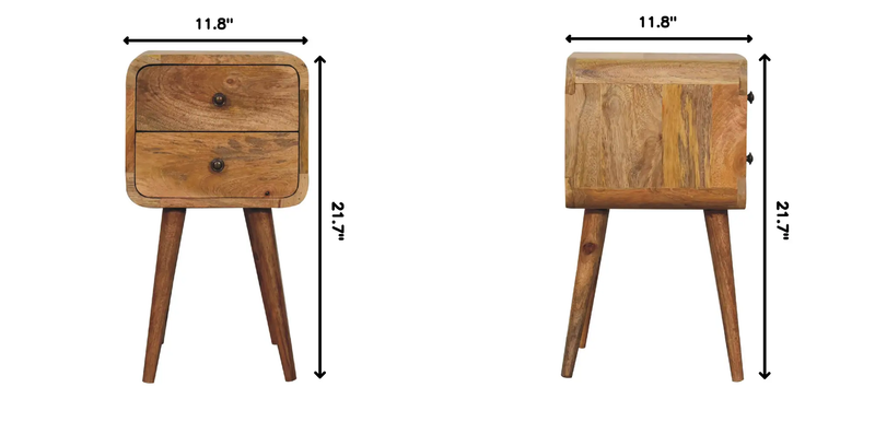 Solid Wood Mini Curved Nightstand, 2-Drawers, Oak-ish by HouseOfZazla