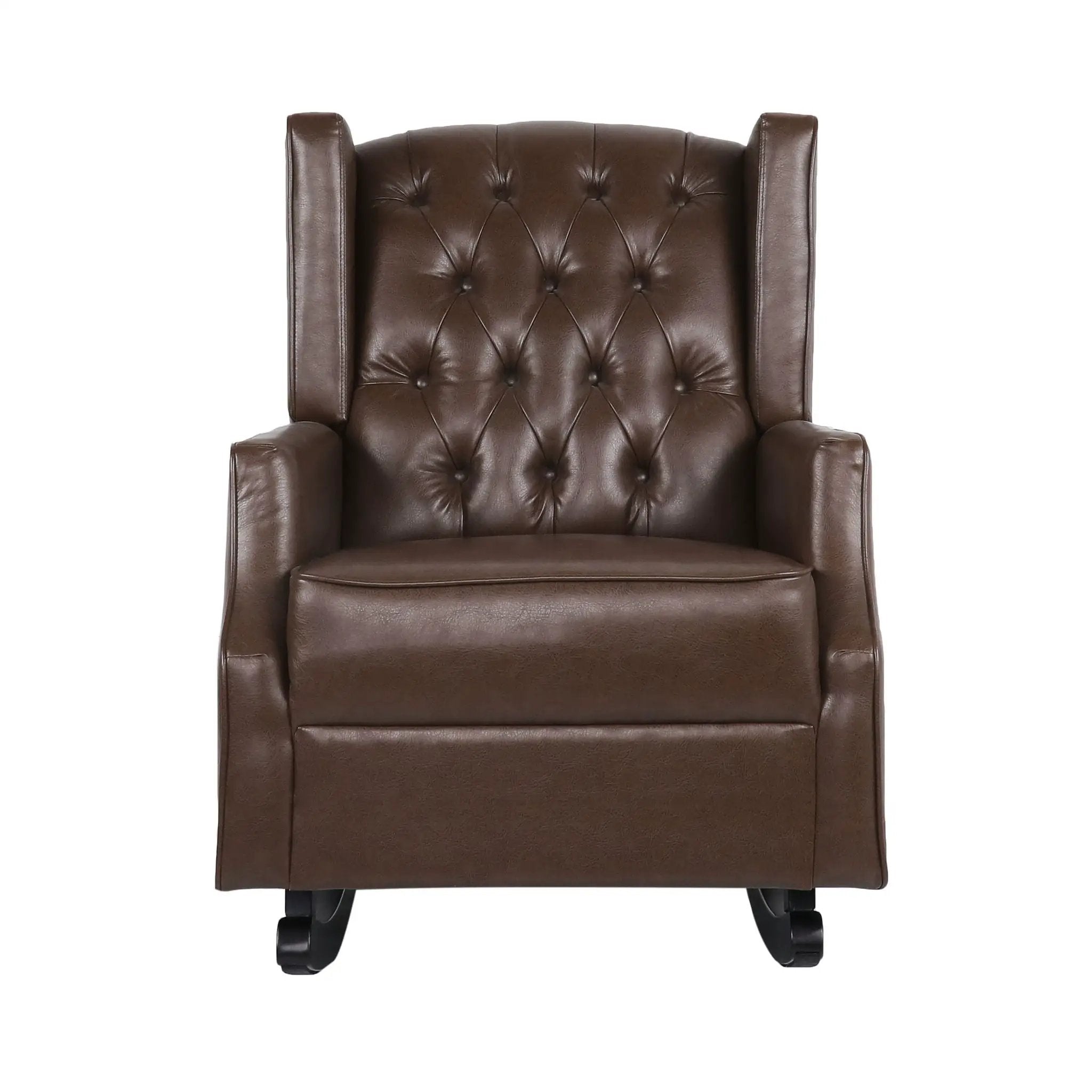 Amedou Contemporary Tufted Wingback Rocking Chair - Dark Brown by HouseOfZazla