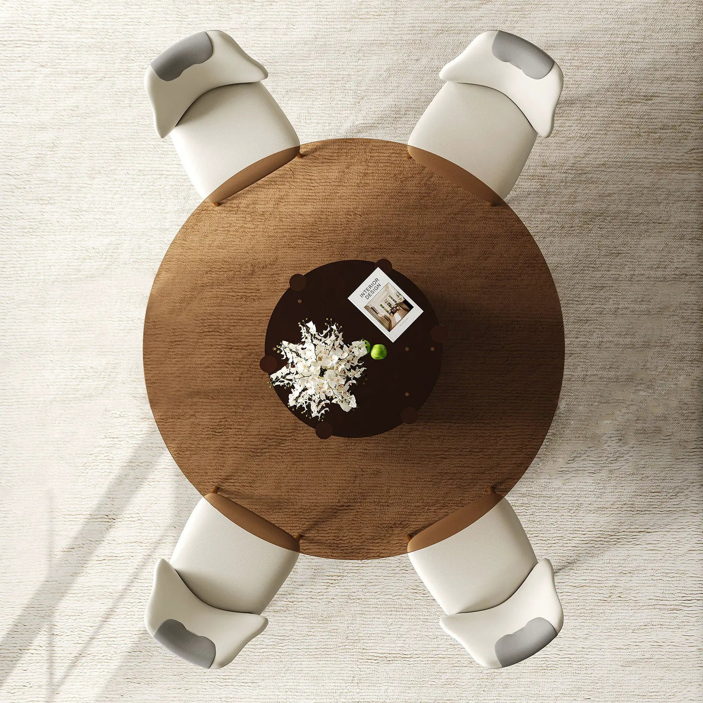 Modern Round Dining Table Set With Glass Top And Steel Legs by HouseOfZazla