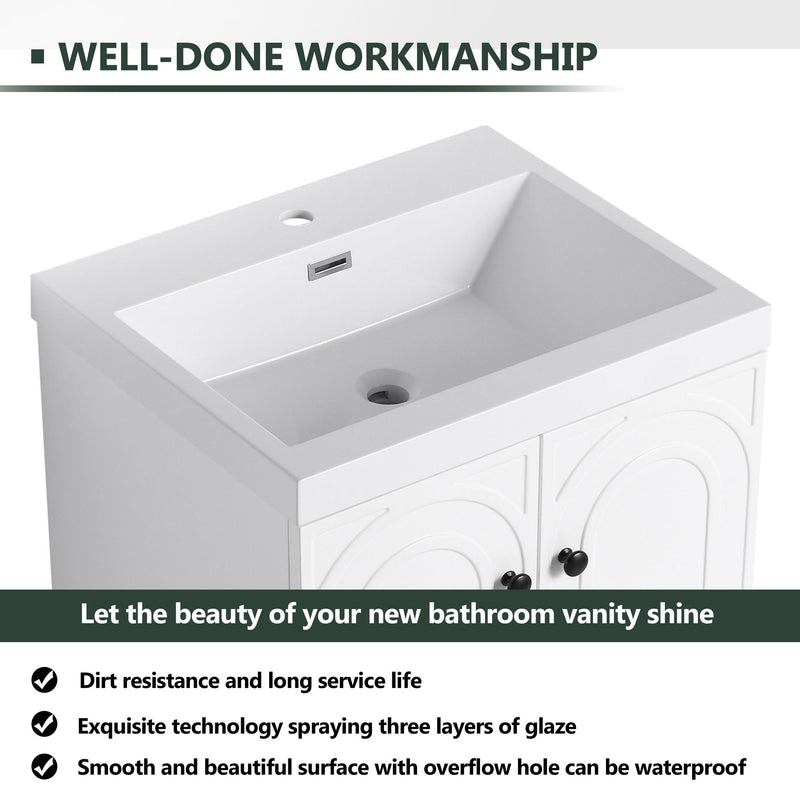 Contemporary Freestanding Bathroom Vanity With Resin Sink & Soft-Close Cabinet Doors by HouseOfZazla
