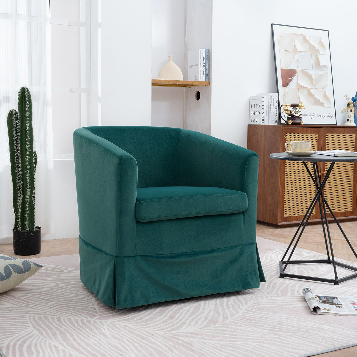 Upholstered Swivel Chair with 360 Degree Rotation - Dark Gray, Pink, or Dark Green, photo 16 of 40
