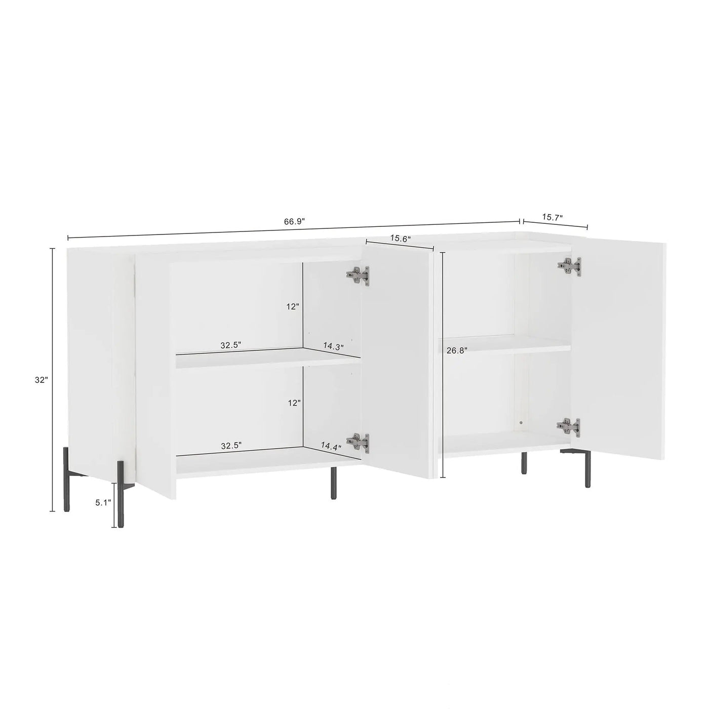 Abbey - Sideboard With Adjustable Shelves by HouseOfZazla