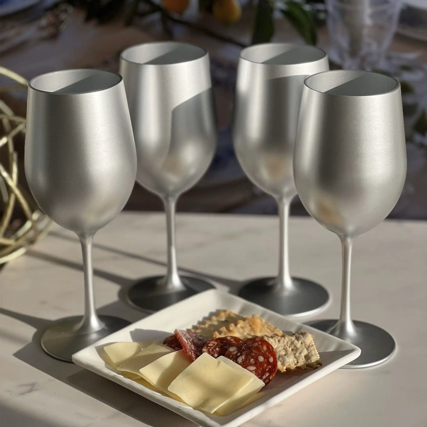Leadingware Metallic Plastic Wine Glasses (Set of 4) by HouseOfZazla