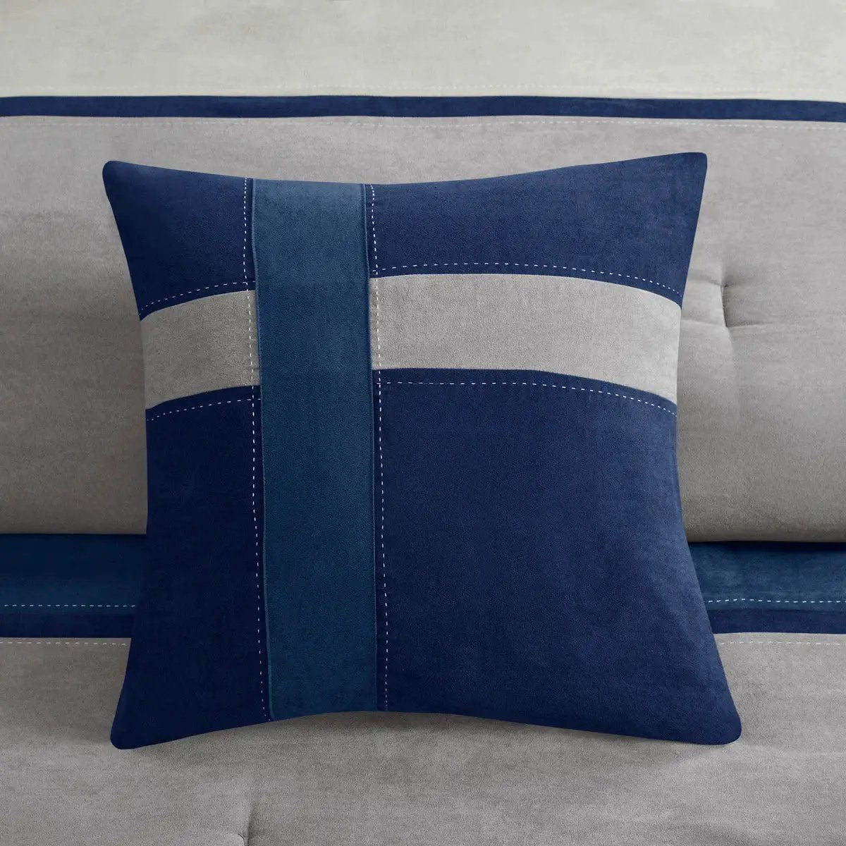 7 Piece Faux Suede Comforter Set Blue California King by HouseOfZazla