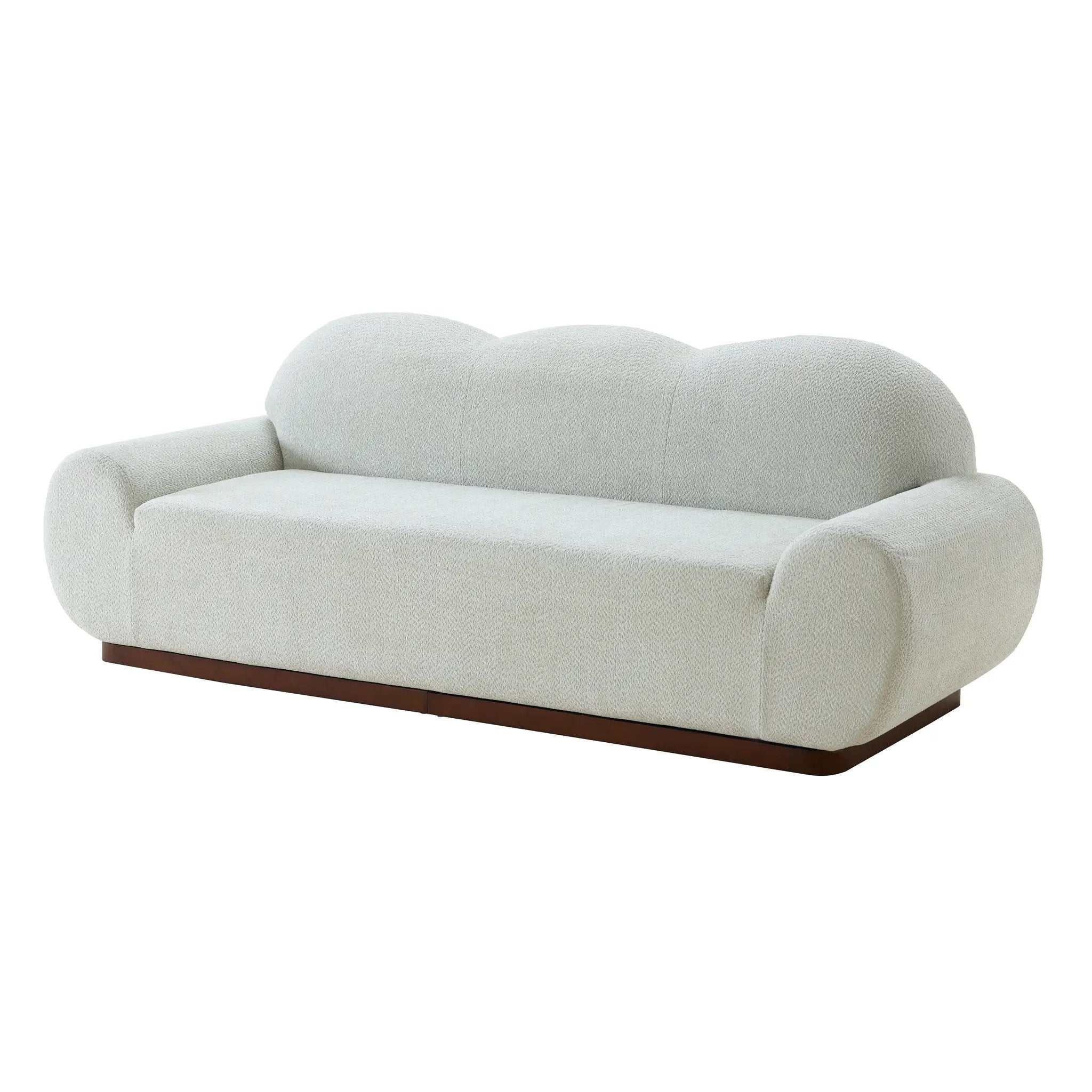 88in Round Arm Cloud Curved 3-Seater Modern Upholstered Boucle Sofa by HouseOfZazla
