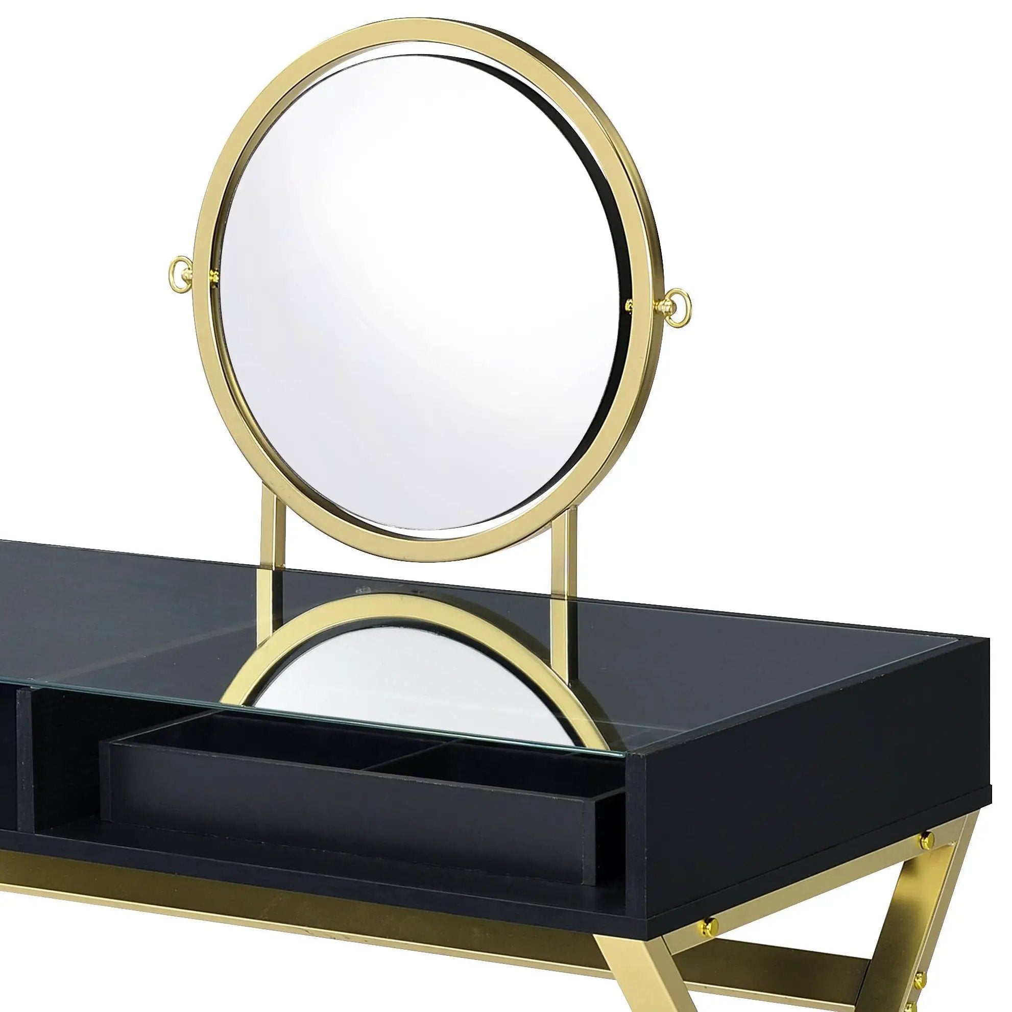 Black & Gold Finish Vanity Desk by HouseOfZazla