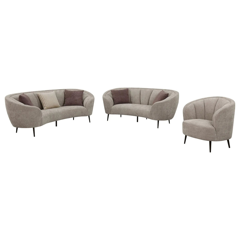 Ellorie 3-piece Upholstered Curved Sofa Set Beige by Unique Piece Furniture