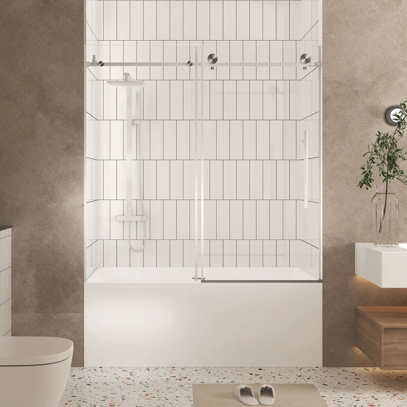 Frameless Shower Door, Smooth Sliding Tracks by HouseOfZazla