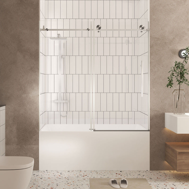 Frameless Shower Door, Smooth Sliding Tracks
