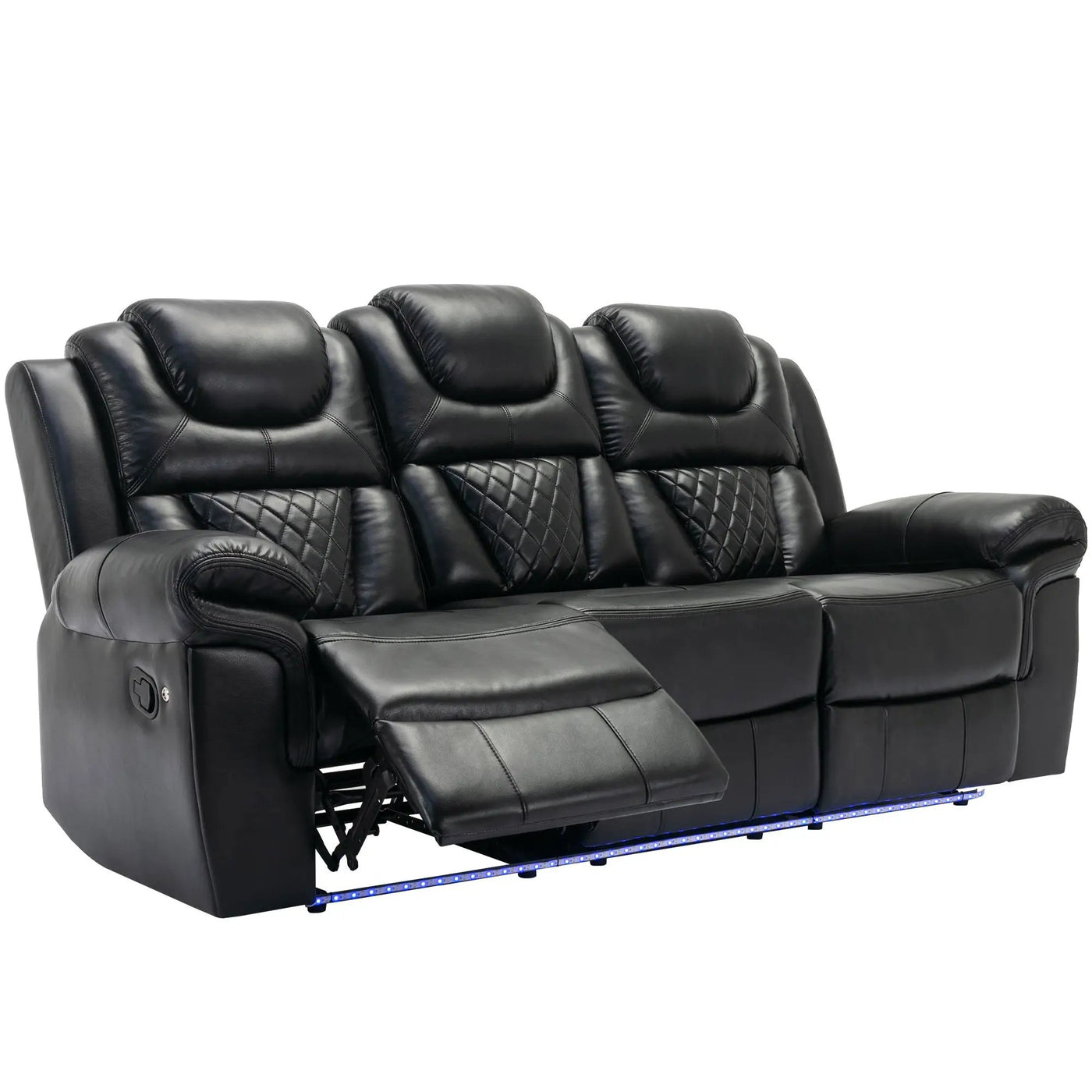 3 Pieces Recliner Sofa Sets Home Theater Seating Manual Recliner Chair With Center Console And LED Light Strip For Living Room by HouseOfZazla
