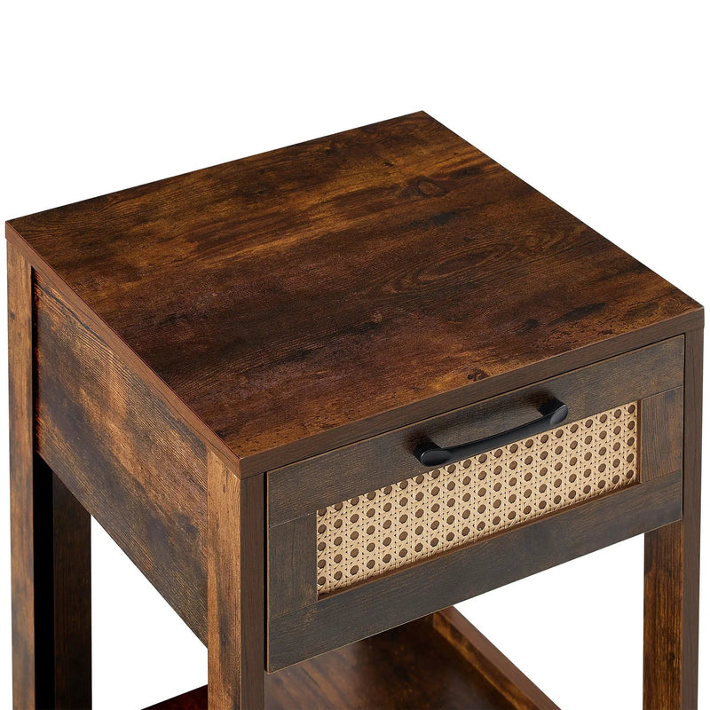 15.75" Rattan End Table With Drawer, Modern Nightstand, Side Table For Living Room, Bedroom by HouseOfZazla