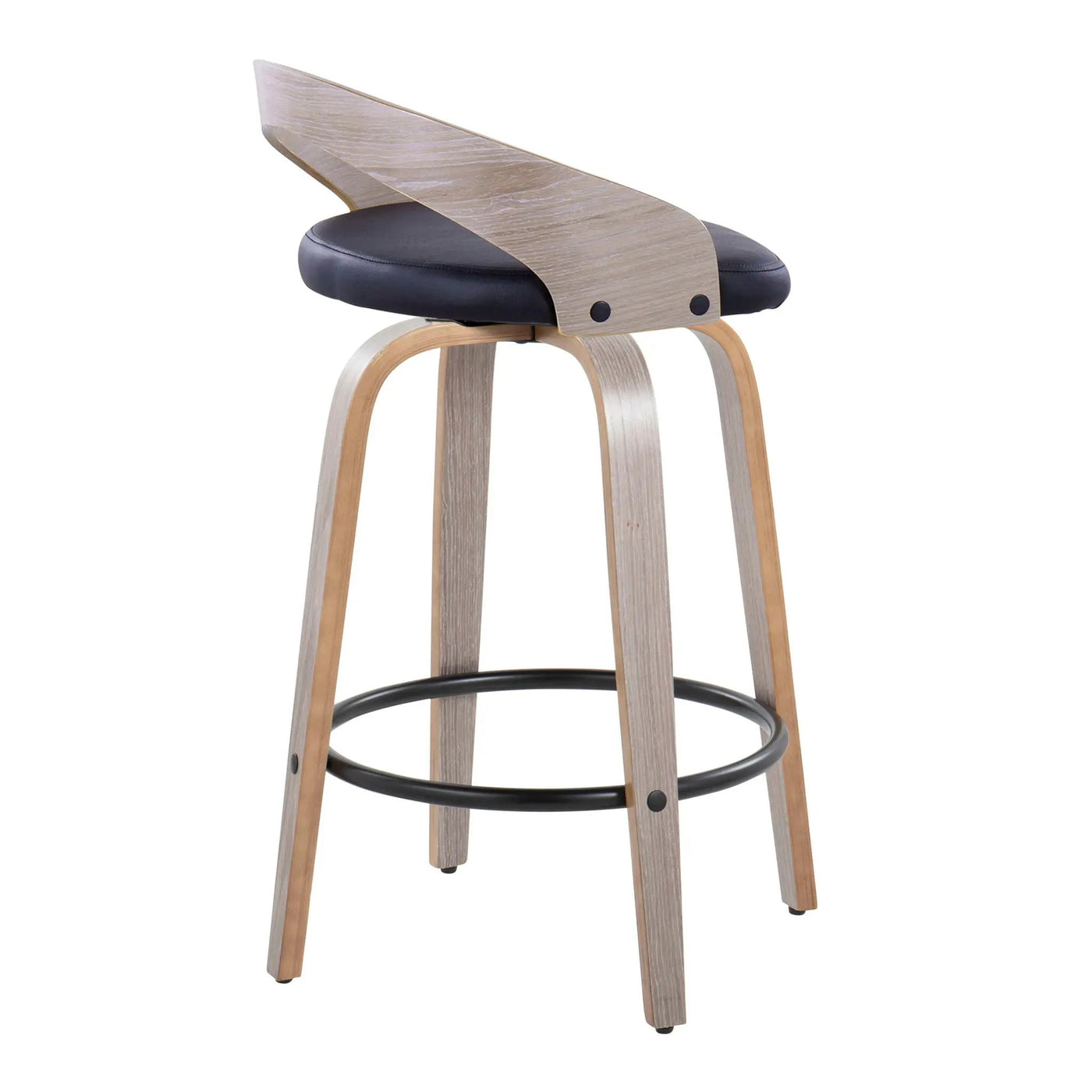 Grotto - Mid Century Modern Fixed Height Counter Stool With Swivel With Round Footrest (Set of 2) by HouseOfZazla
