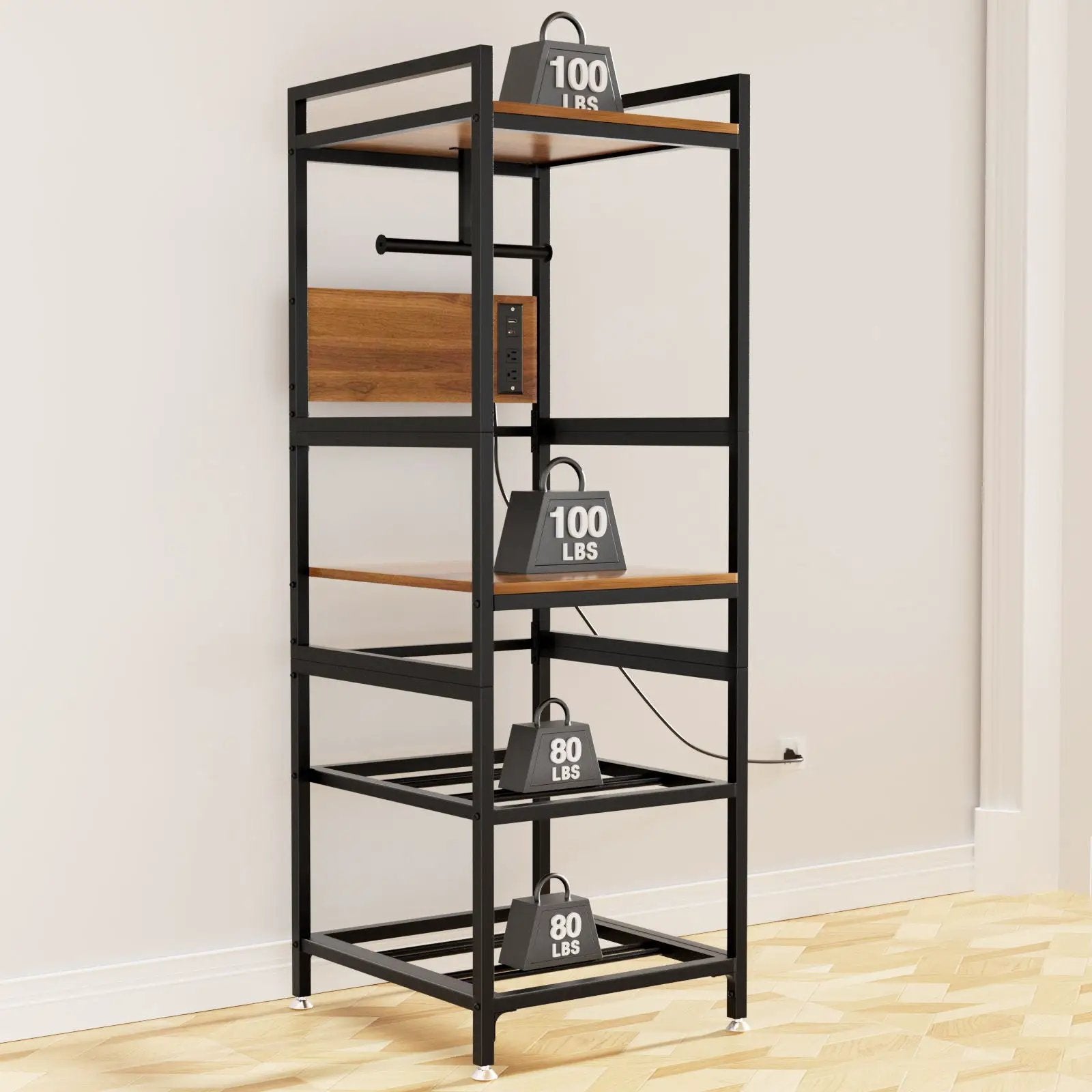 3D Printer Stand With Filament Storage, T-Type Holder, Built In Power Panelб Open Frame Printer Workstation - Black by HouseOfZazla