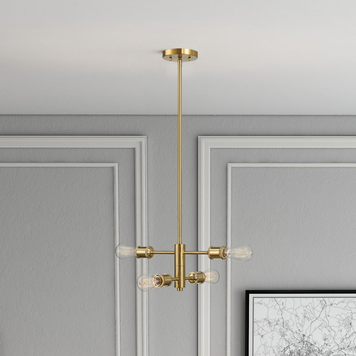 Trellis - 4 Lights Modern Gold Chandelier, photo 4 of 9