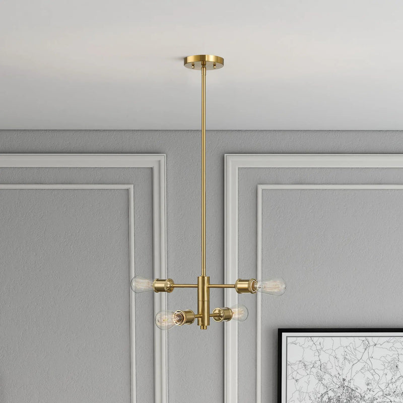 Trellis - 4 Lights Modern Gold Chandelier Vintage Pendant Fixture For Living Room - Clear / Gold by Unique Piece Furniture