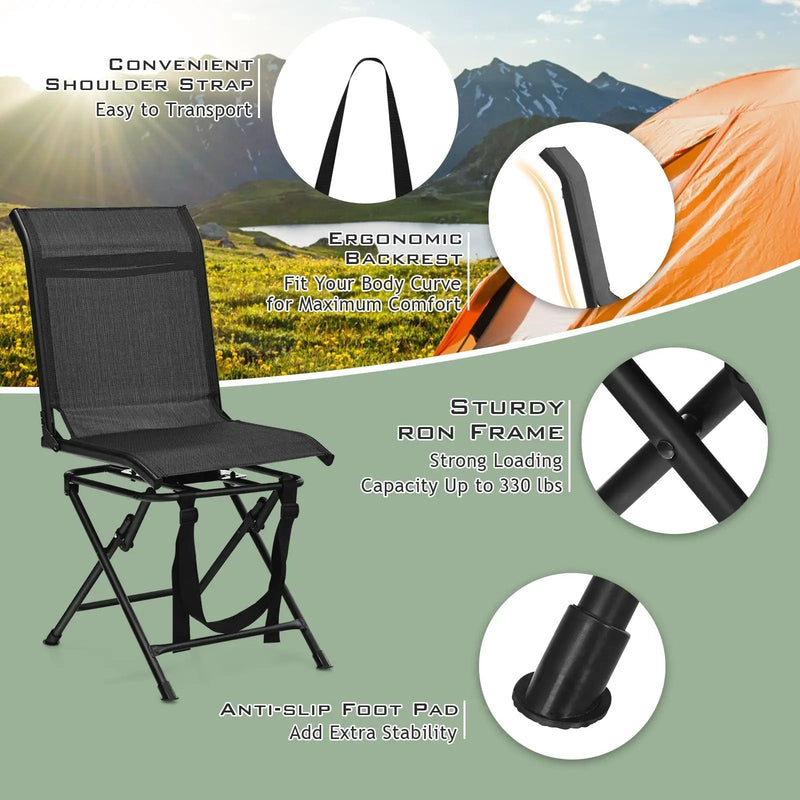 All weather Outdoor Foldable 360 Degree Swivel Chair with Iron Frame by DirectDeals