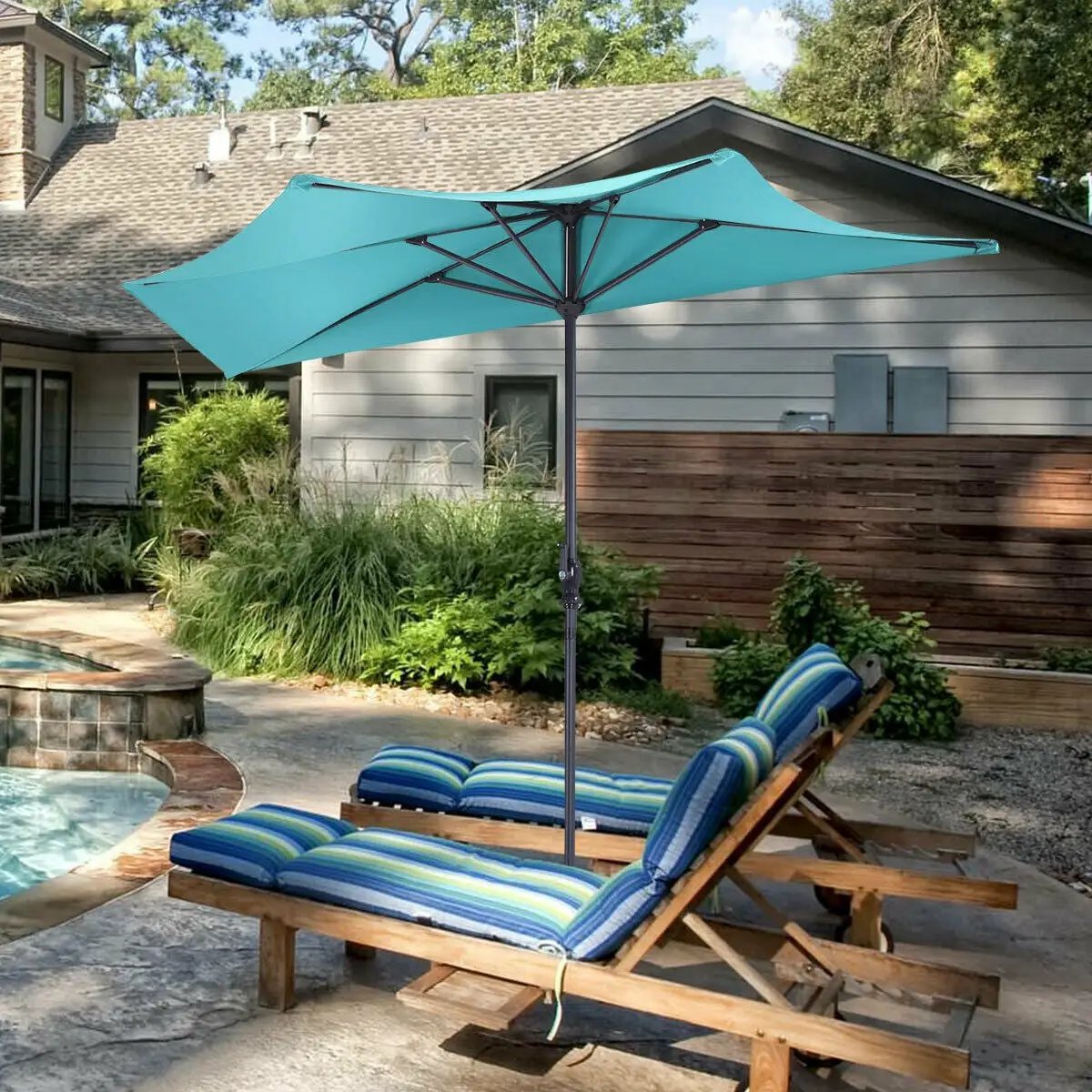 9Ft Patio Bistro Half Round Umbrella by DirectDeals