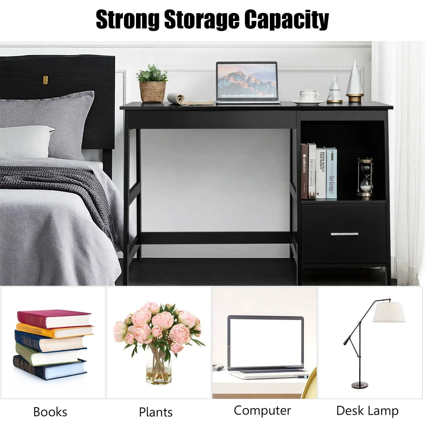 47.5 Inch Modern Home Computer Desk with 2 Storage Drawers by DirectDeals