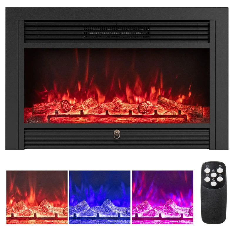 33/36-Inch Electric Fireplace Insert 750W/1500W Recessed Fireplace Heater by DirectDeals