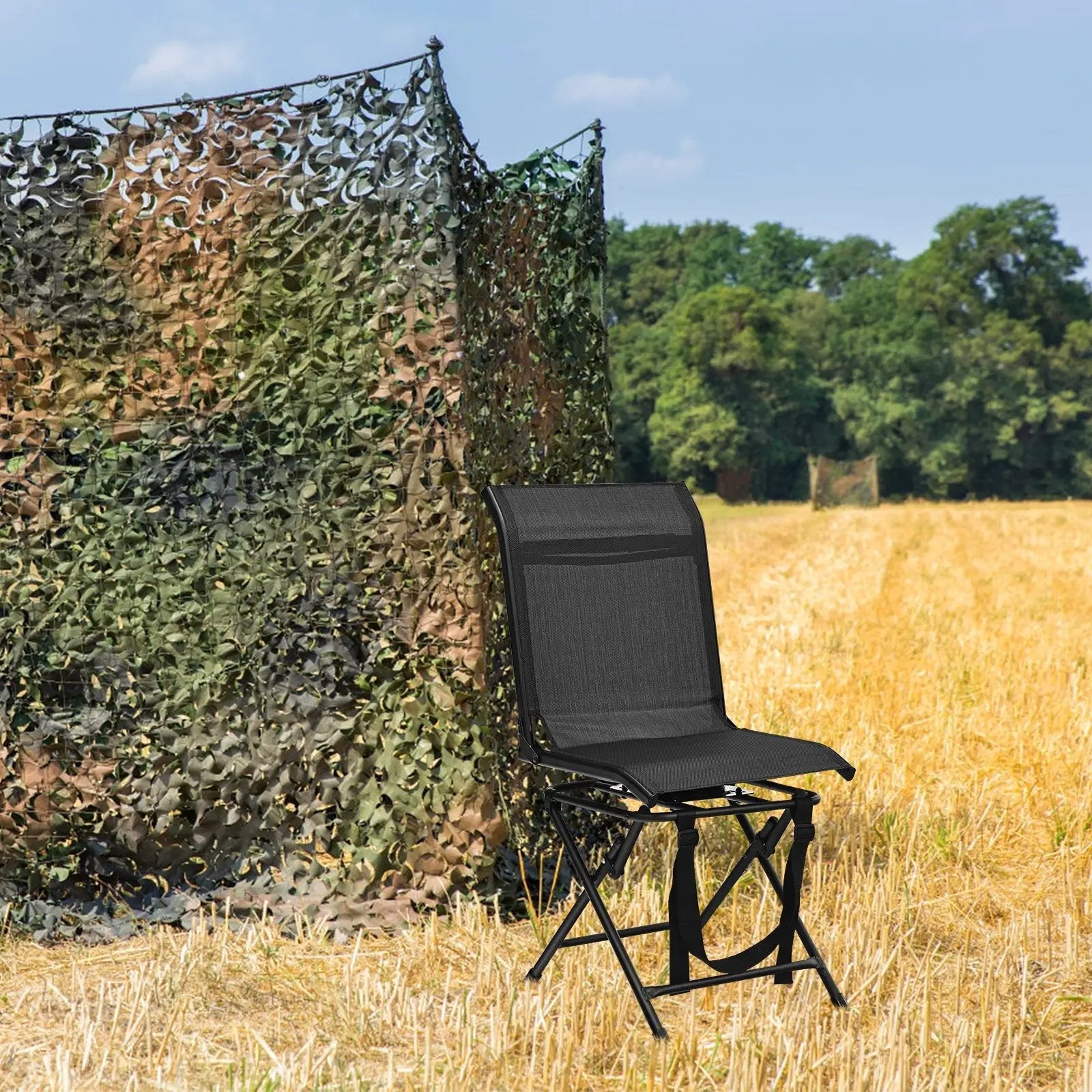 All weather Outdoor Foldable 360 Degree Swivel Chair with Iron Frame by DirectDeals