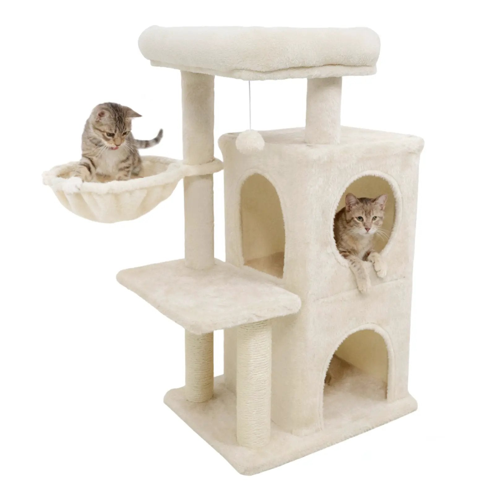 33.5 Inch Cute Kitten Tower with 2-Tier Condo and Padded Top Perch by DirectDeals