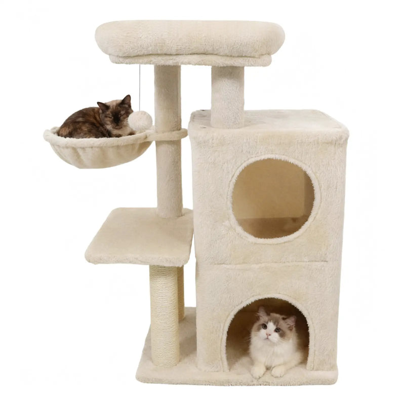 33.5 Inch Cute Kitten Tower with 2-Tier Condo and Padded Top Perch by DirectDeals