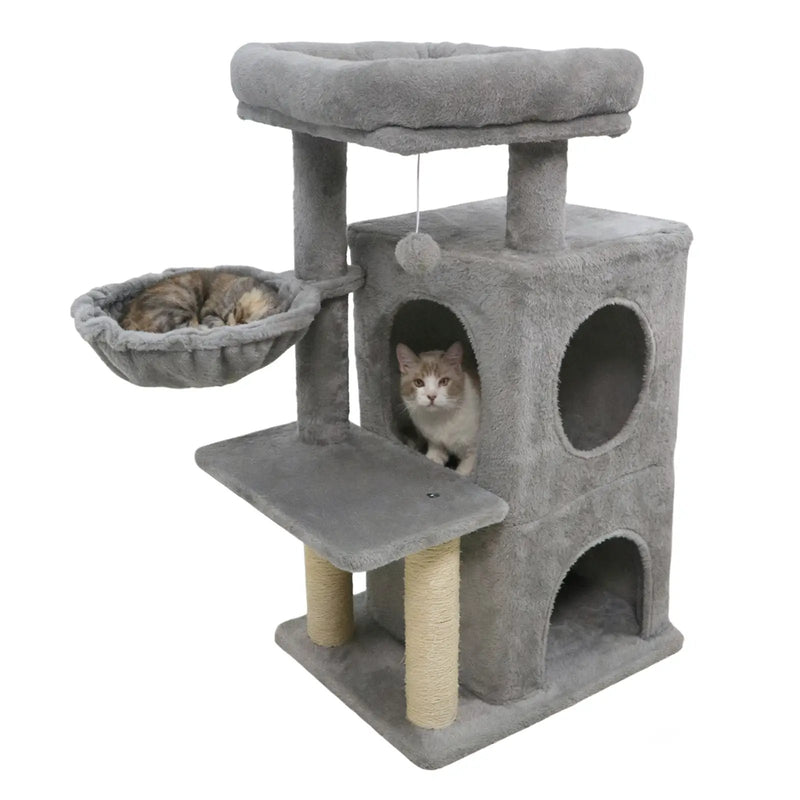 33.5 Inch Cute Kitten Tower with 2-Tier Condo and Padded Top Perch by DirectDeals