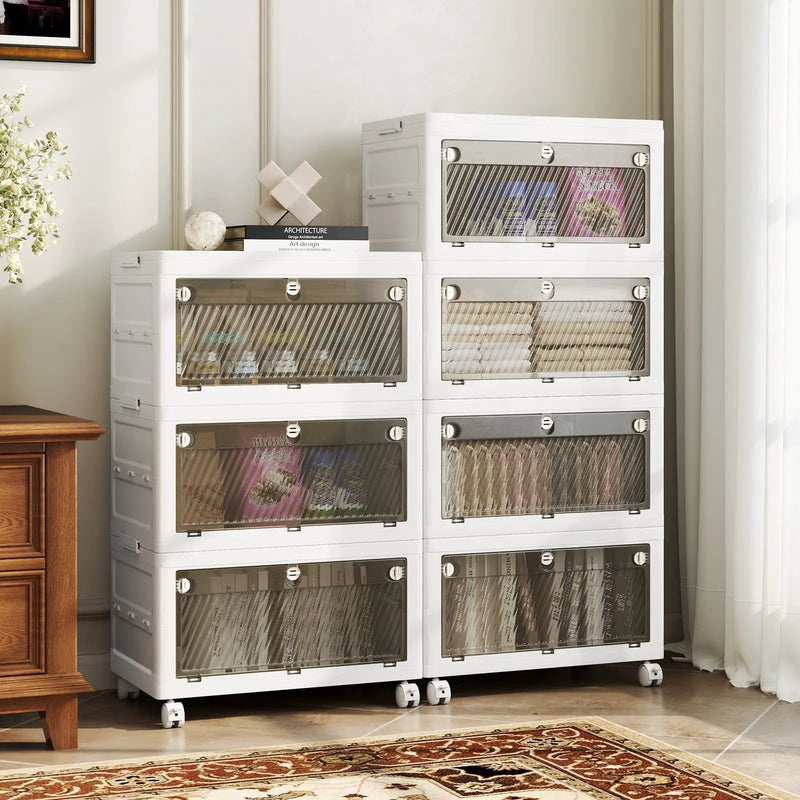 33 Gal 3-Pack Stackable Plastic Storage Bins with Lid for Bedroom Living Room-White by DirectDeals