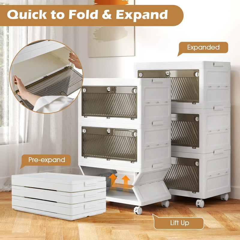 33 Gal 3-Pack Stackable Plastic Storage Bins with Lid for Bedroom Living Room-White by DirectDeals