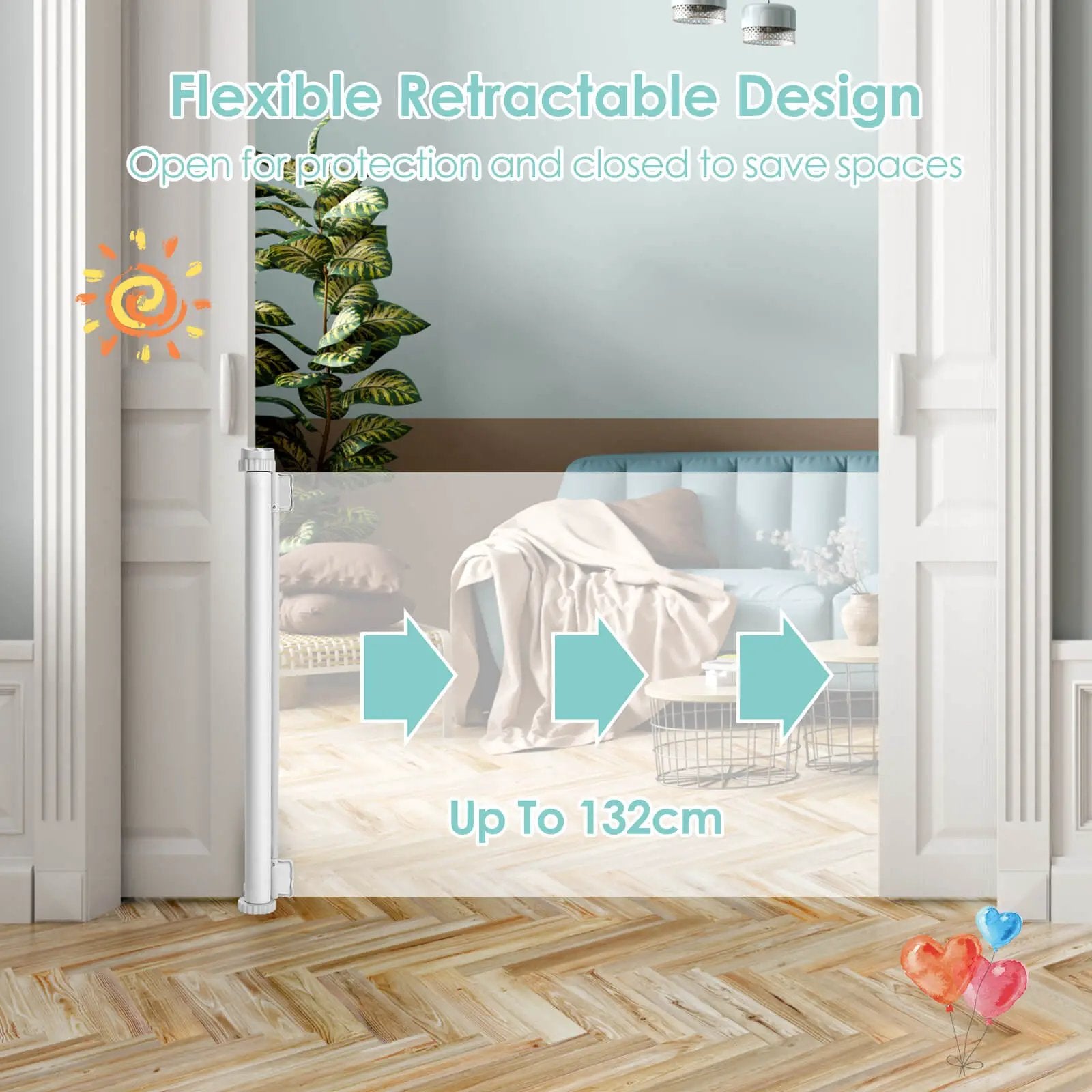 33 Inch Tall Retractable Mesh Safety Gate for Indoor and Outdoor Use by DirectDeals