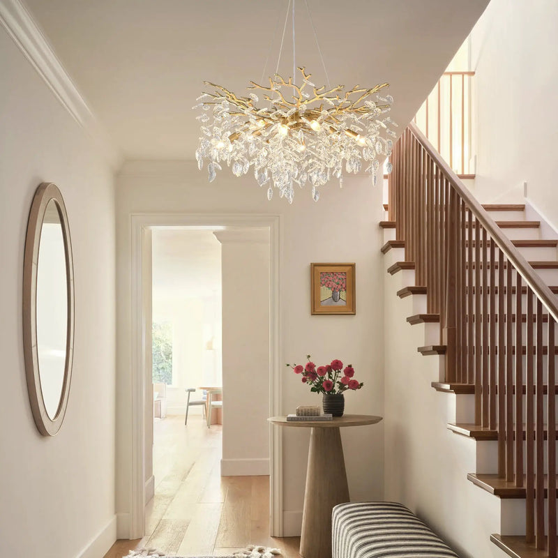 8-Light Crystal Gold Chandelier for Dining Room and Kitchen Island by HouseOfZazla