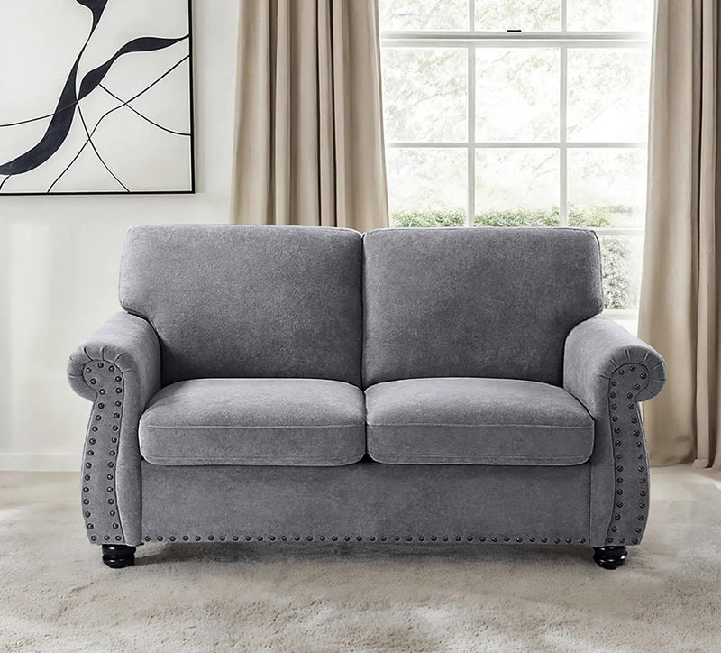 Soft Loveseat, Upholstered 2 Seater Couch, Loose Back Cushions And Turned Legs by Unique Piece Furniture