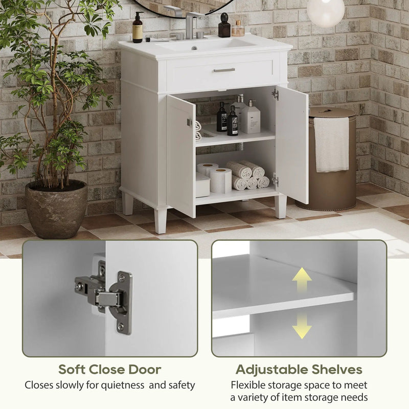 Bathroom Vanity With Ceramic Basin, Soft Close Door And Adjustable Shelves by HouseOfZazla