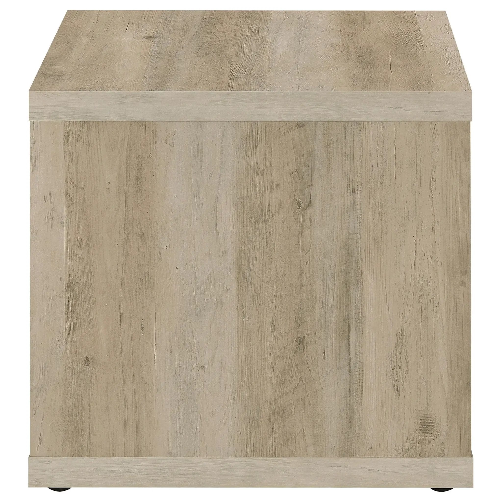 Frisco Square Engineered Wood Side End Table Distressed Pine by Unique Piece Furniture