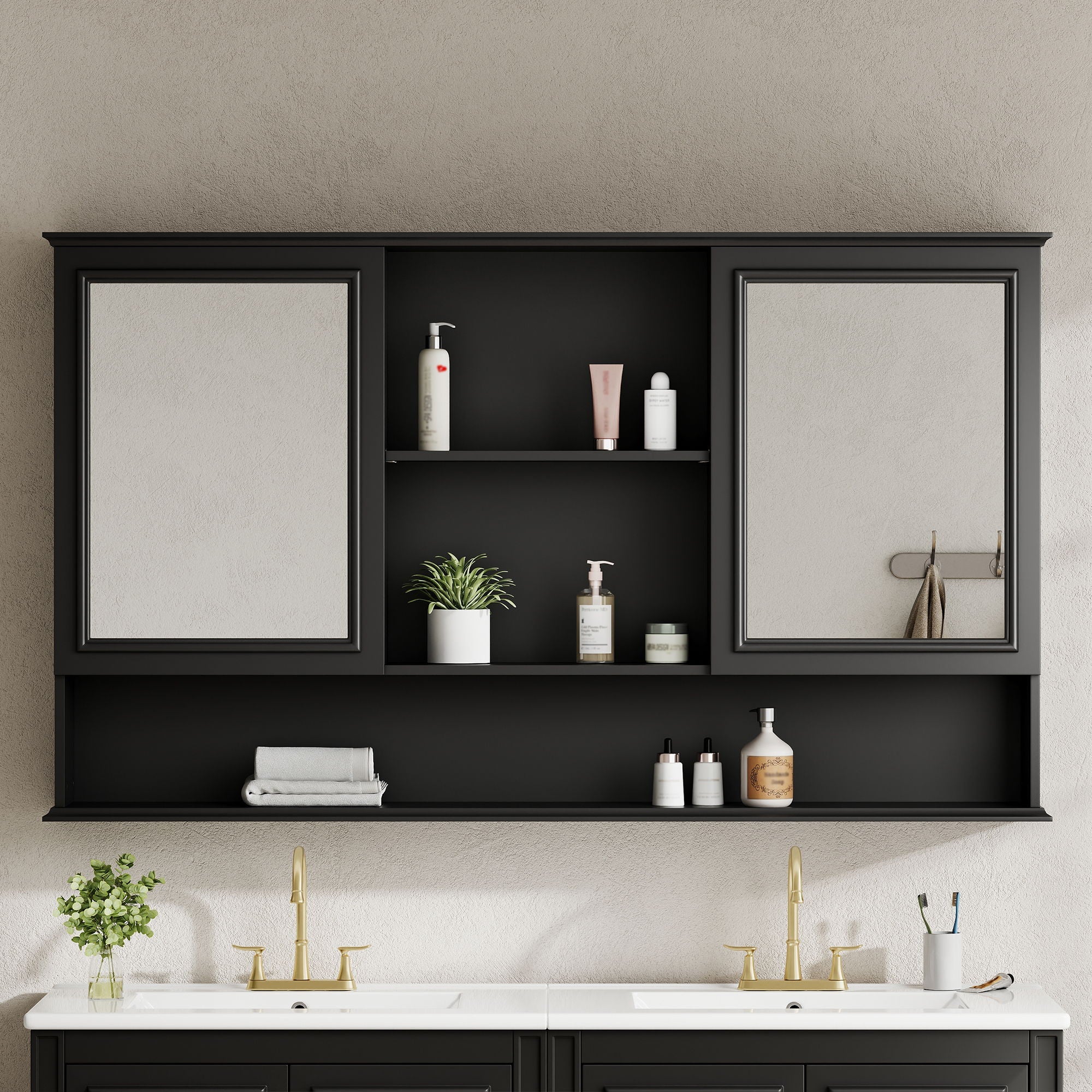 Wall Mounted Bathroom Medicine Cabinet With Double Mirrored Doors by HouseOfZazla