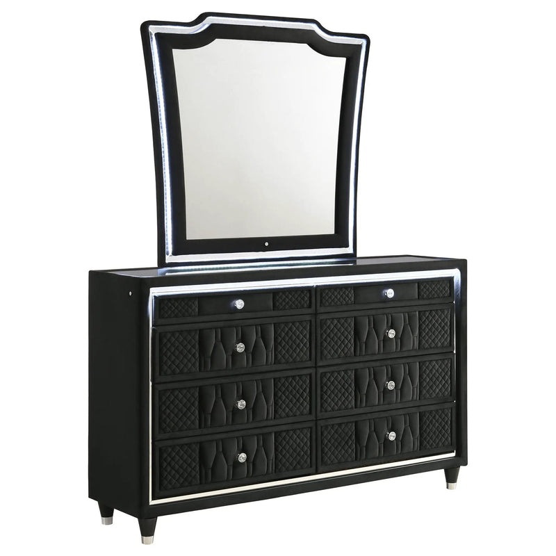 Lorient 8-drawer LED Dresser with Mirror Black by Unique Piece Furniture