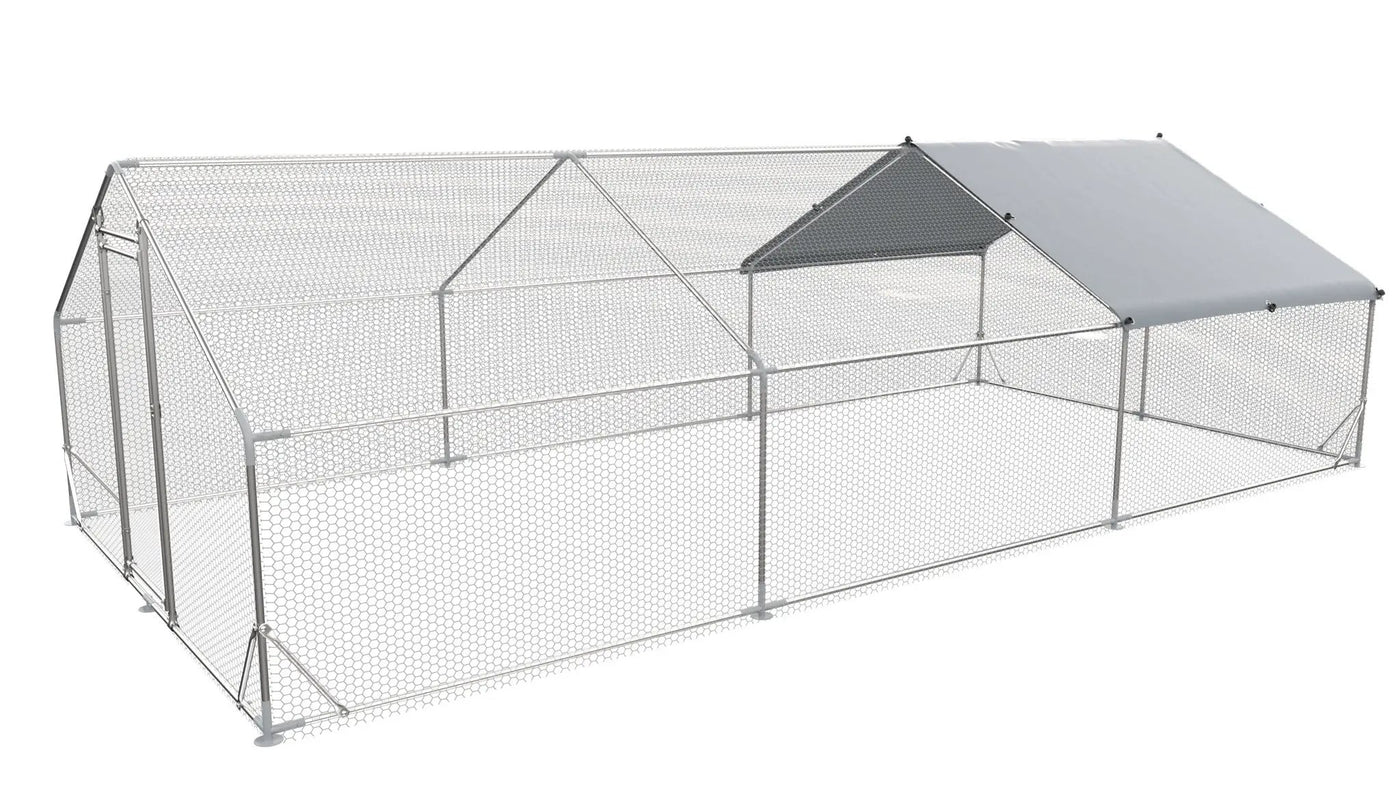 Large Metal Chicken Coop, Walk In Poultry Cage Hen Run House Rabbits Habitat Cage Spire Shaped Coop With Waterproof And Anti Ultraviolet Cover by HouseOfZazla