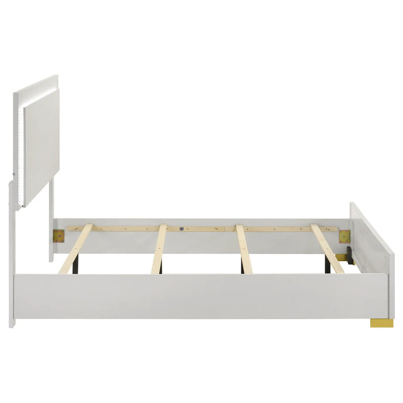 Marceline Wood Full LED Panel Bed White by Unique Piece Furniture